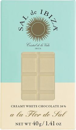 Tableta chocolate blanco con flor de sal de ibiza 40 grs