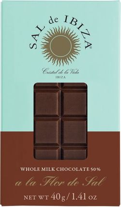 Tableta chocolate con leche con flor de sal de ibiza 40 grs