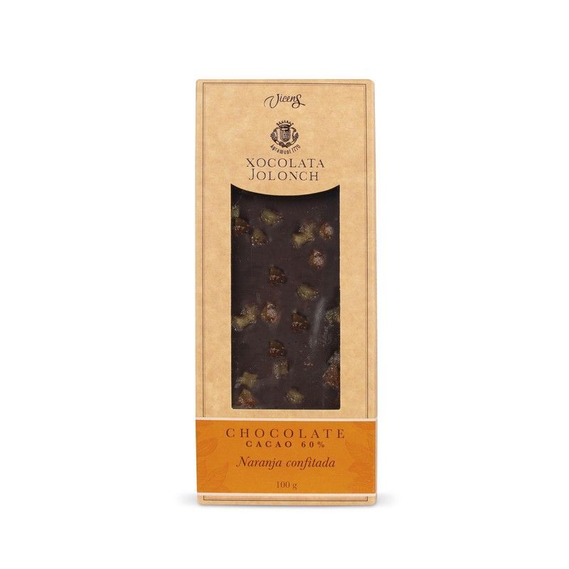 Tableta chocolate negro con naranja confitada jolonch 100 grs