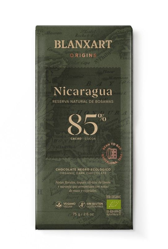 Tableta Chocolate Nicaragua 85% 75 grs Blanxart