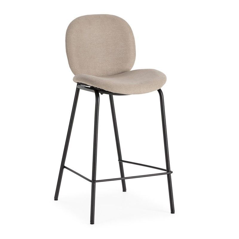 Taburete alto de tejido en beige, 43 x 54 x 94 cm | Cori