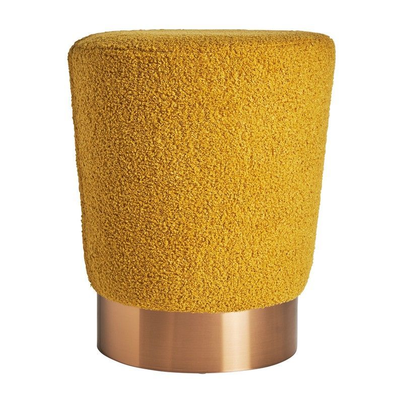 Taburete bajo de algodón mostaza, Ø 35 x 42 cm | Bats