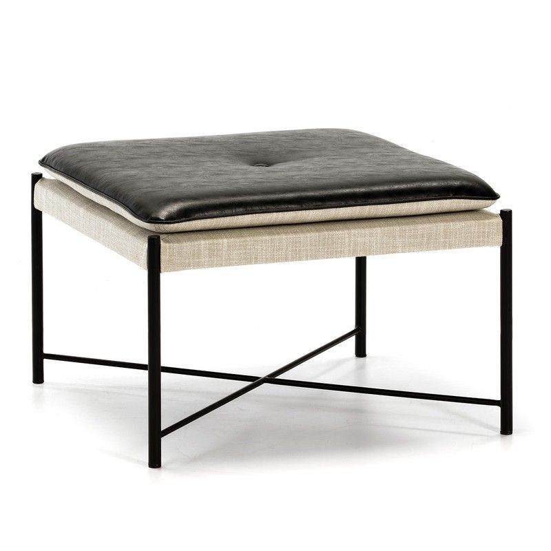 Taburete de Metal Negro y Tela, 60x60x41 cm