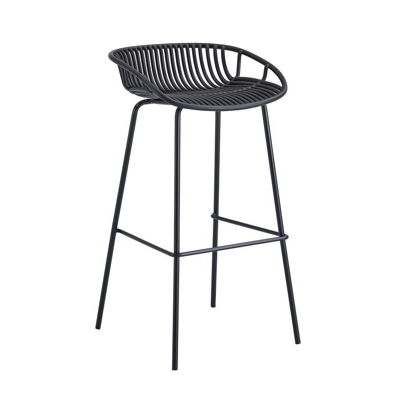 Taburete de polipropileno y metal en negro, 44 x 47 x 88 cm | Shell