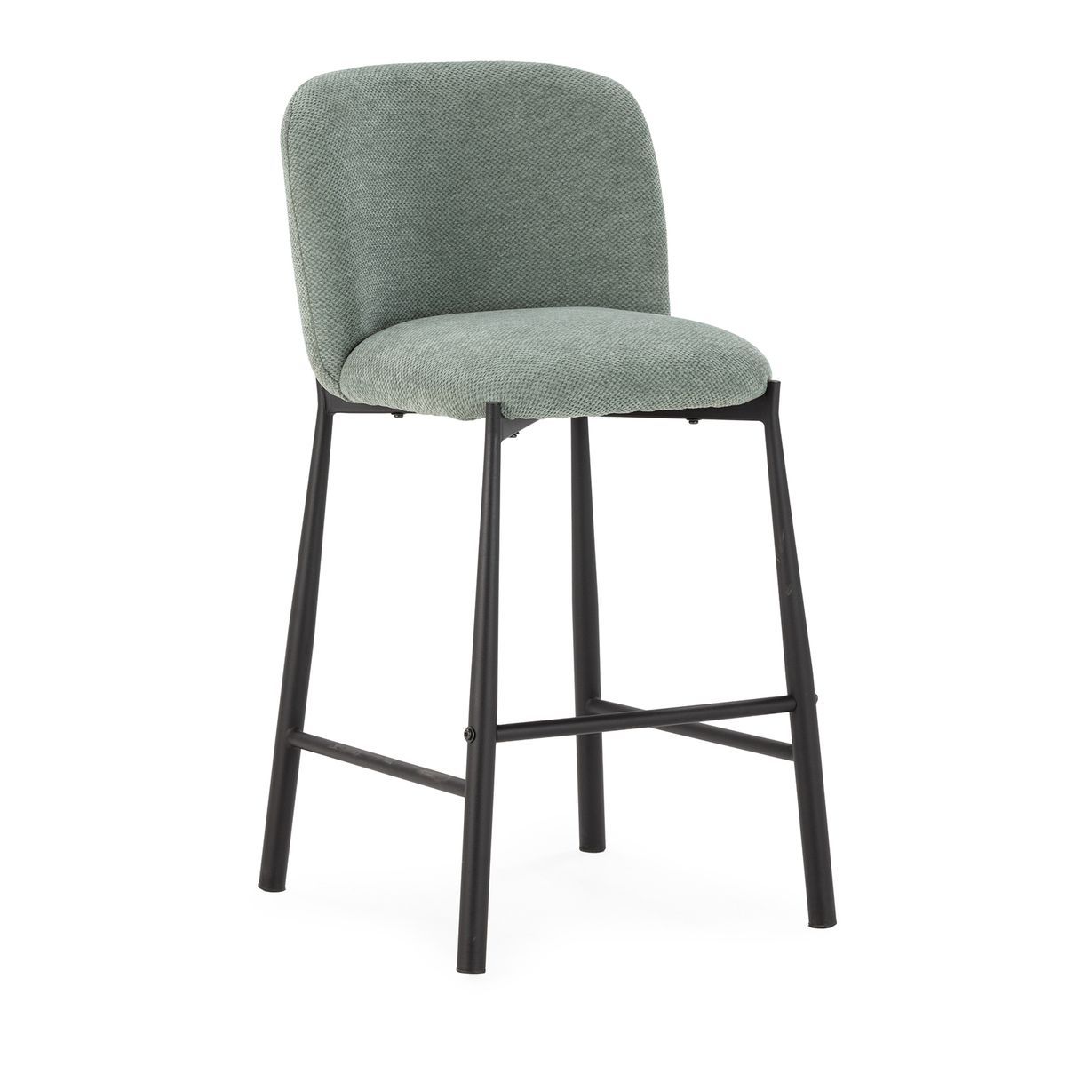 Taburete de tejido y metal en verde, 49,5 x 55 x 95,5 cm | Ginny