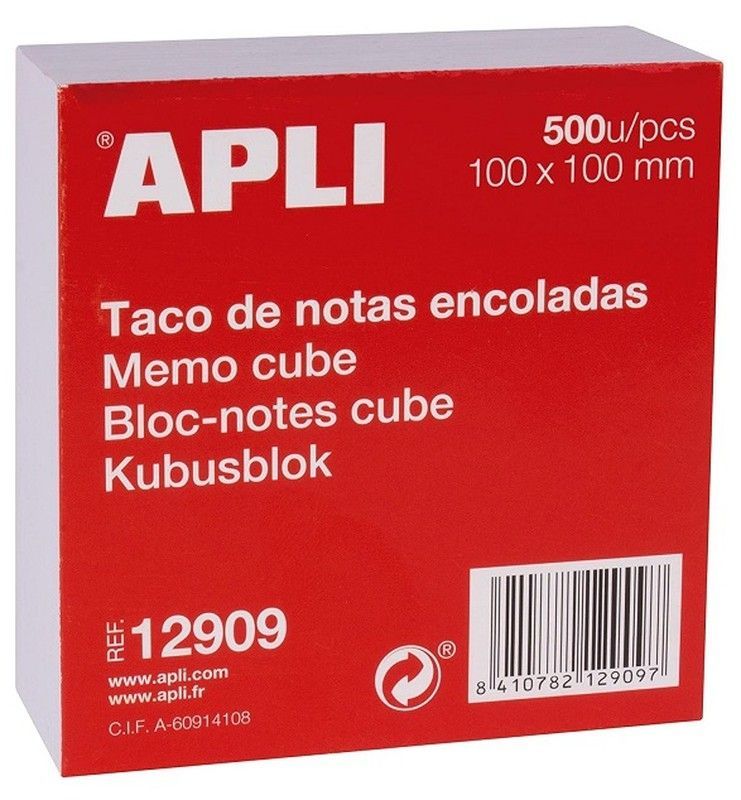 Taco de notas 100 x 100 mm 500 hojas blanco