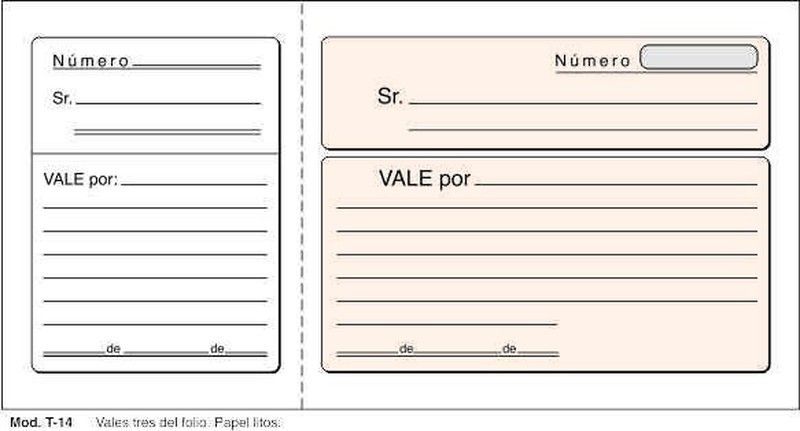 Talonario de vales de Loan T-14