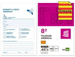 Talonario Liderpapel Ausentes 8º Original T103 Texto en Catalan
