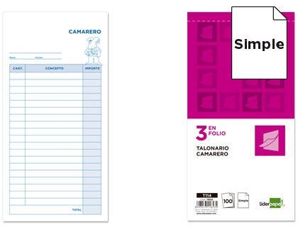 Talonario Liderpapel Camarero 3/Fº Original T114