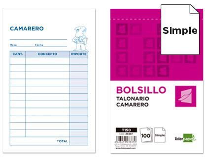 Talonario Liderpapel Camarero Bolsillo Original T150