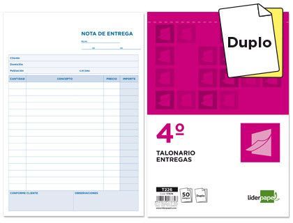 Talonario Liderpapel Entregas Cuarto Original y Copia T226