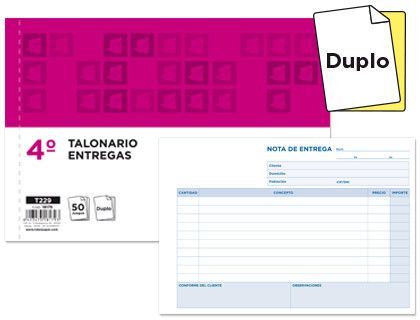 Talonario Liderpapel Entregas Cuarto Original y Copia T229 Apaisado