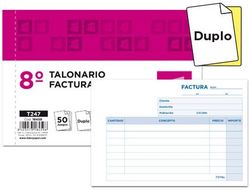 Talonario liderpapel facturas 8º original y copia t247 apaisado sin i.v.a