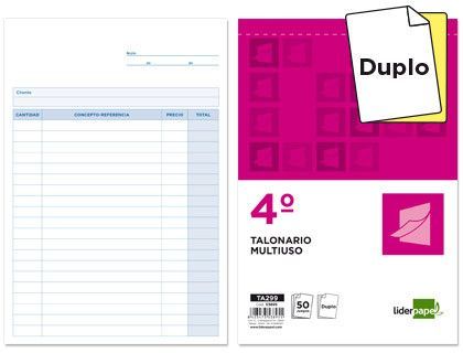 Talonario Liderpapel Multiusos Cuarto Original y Copia T299