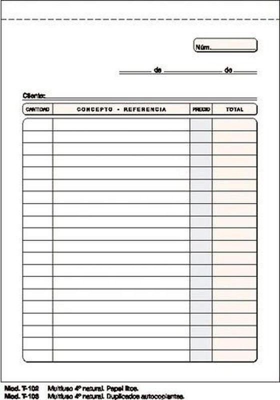 Talonario preimpreso multiuso Loan T102