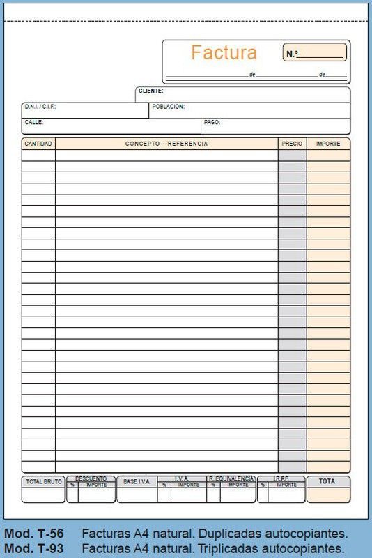 Talonarios de facturas Loan. 6  tamaños.