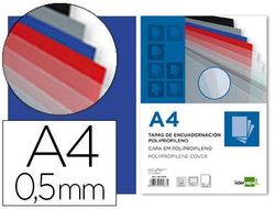 Tapa encuadernacion liderpapel polipropileno a4 0.5 mm azul translucido paquete de 100 unidades