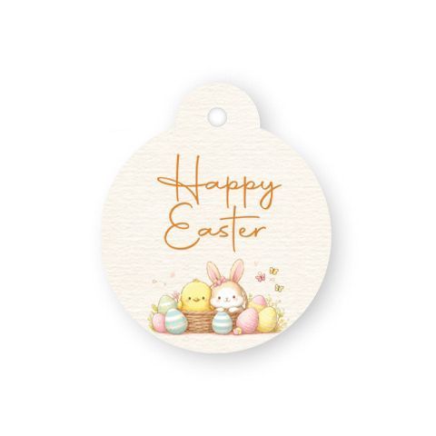 Tarjeta bola blanca Happy Easter Ø4cm (preciox24) min.24