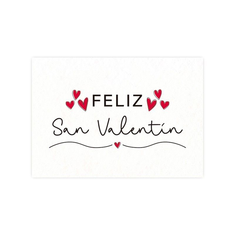 Tarjeta Feliz San Valentín y 5x3,5cm.1hj=36u.min5