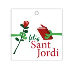 Tarjetita Sant Jordi libro y rosa