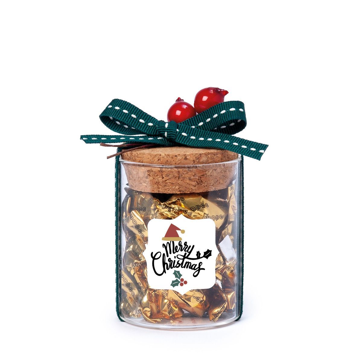 Tarro cristal navideño con tapa corcho 10 minifruits min 12