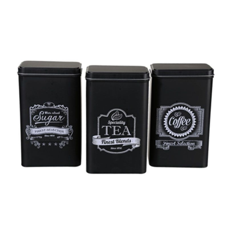 Tarro Metalico. Jgo. 3 Unidades Black