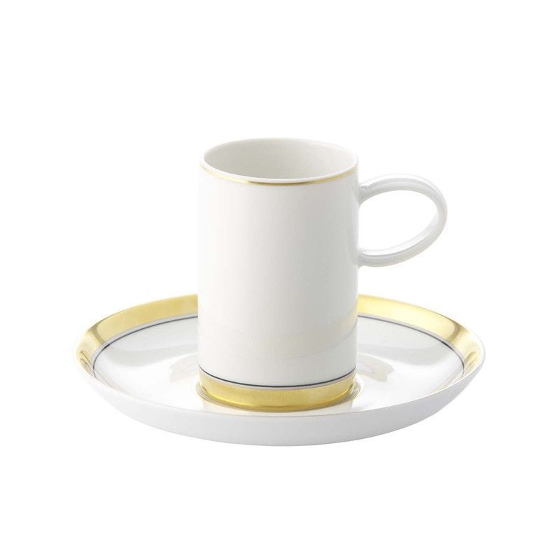 Taza Café c/Platillo porcelana Domo Gold, Ø13x7,5 cm