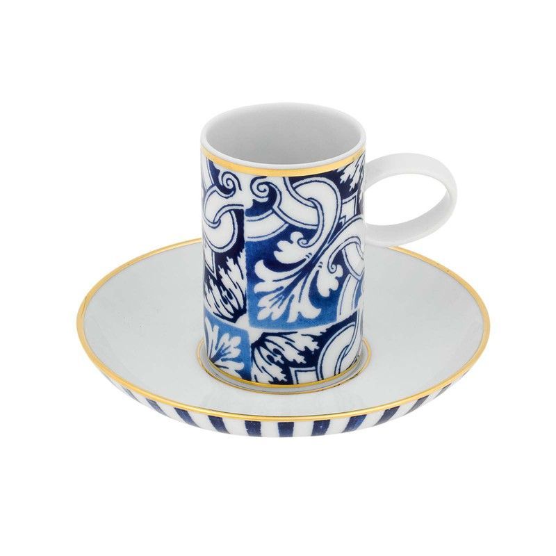 Taza café c/ platillo porcelana Transatlântica, Ø13x7,5 cm