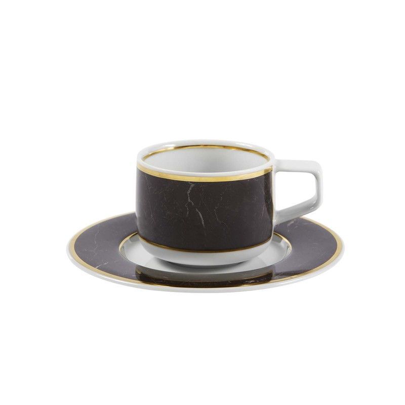 Taza Café con Platillo porcelana Carrara, Ø12,6x4,9 cm