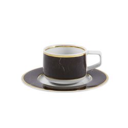 Taza Café con Platillo porcelana Carrara, Ø12,6x4,9 cm