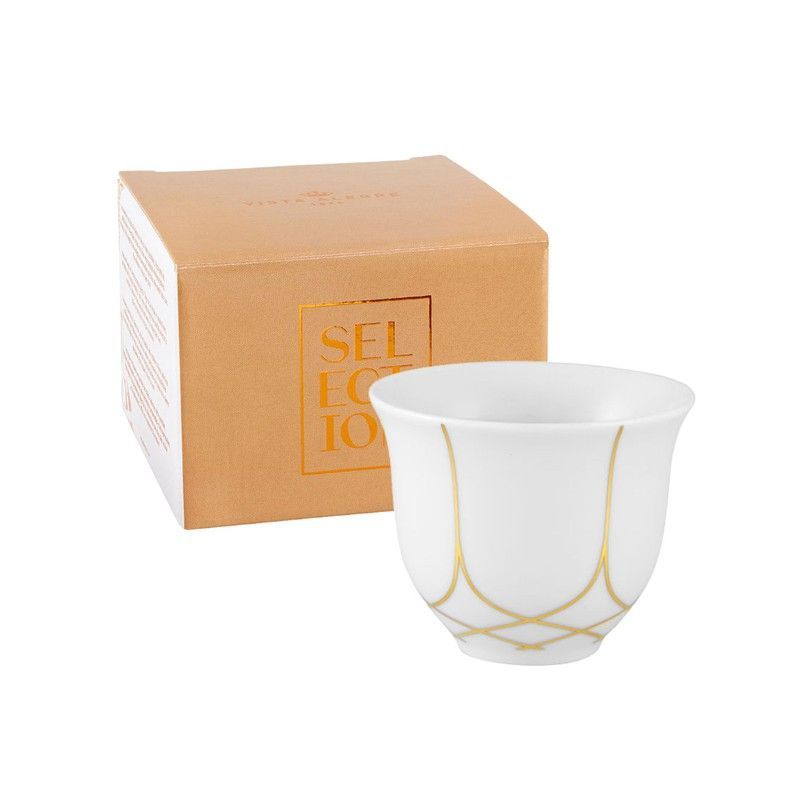 Taza Café Selection de porcelana en blanco y oro, 6 x 6 x 5,1 cm | Terrace