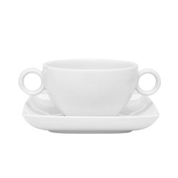 Taza consomé c/ platillo porcelana Carré Whité, 14,9x0x6,2 cm