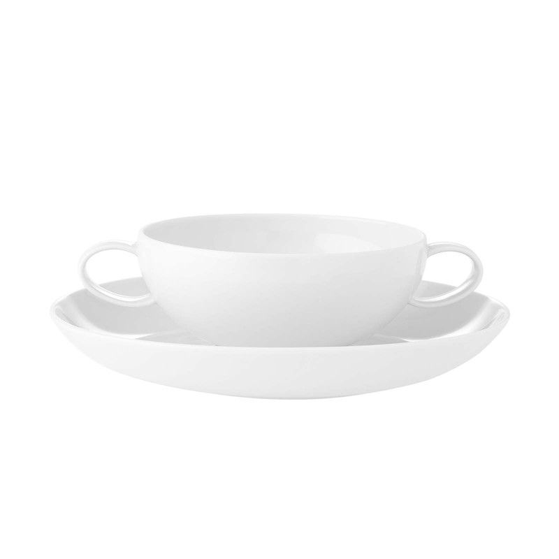 Taza consomé c/ platillo porcelana Domo Whité, Ø19,1x5 cm