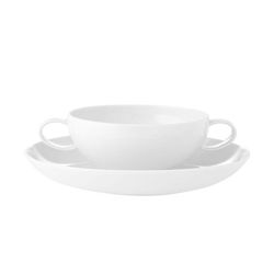 Taza consomé c/ platillo porcelana Domo Whité, Ø19,1x5 cm