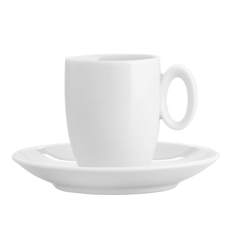 Taza de café con platillo de porcelana en blanco, Ø 11,2 x 6,2 cm | Broadway White
