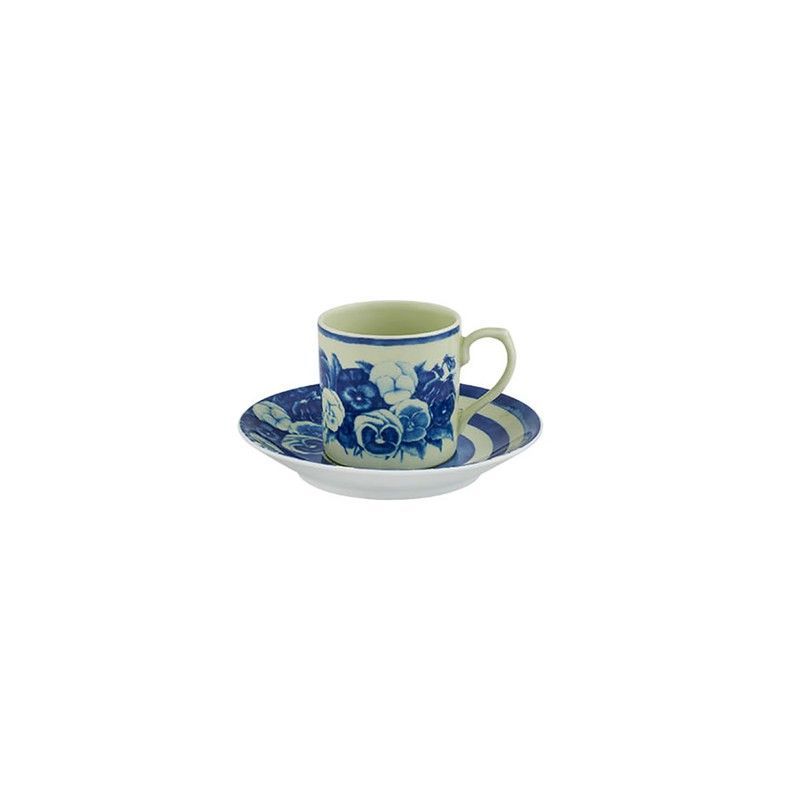 Taza de café con plato de porcelana en azul y blanco antiguo, 11,6 x 11,6 x 5,44 cm | The Meaning