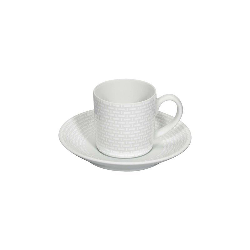 Taza de café con plato de porcelana en blanco, 11,6 x 11,6 x 6 cm | Cesta