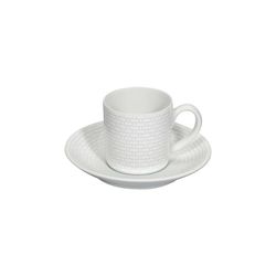 Taza de café con plato de porcelana en blanco, 11,6 x 11,6 x 6 cm | Cesta