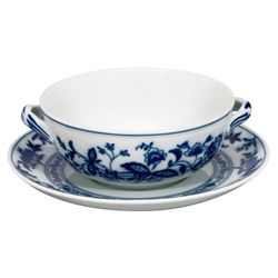 Taza de consomé con platillo de porcelana en azul, Ø 17,1 x 5,2 cm | Margão