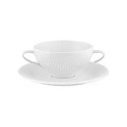 Taza de consomé con platillo de porcelana en Blanco, Ø 17,1 x 5,8 cm | Utopia