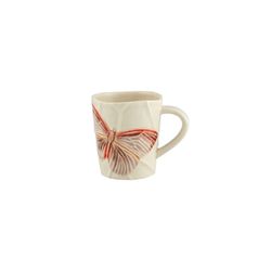 Taza de loza en beige y multicolor, 12,6 x 9,5 x 10 cm | Cloudy Butterflies