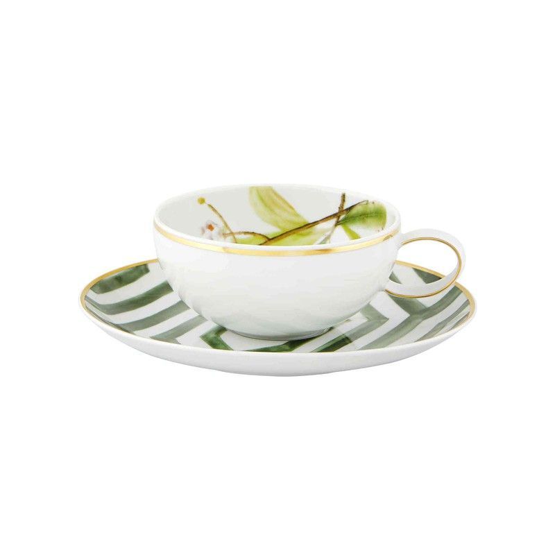 Taza de té con platillo de porcelana, Ø 13x7,5 cm | Amazōnia