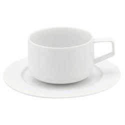 Taza de té con platillo de porcelana en blanco, Ø 16,1 x 5,9 cm | Silk Road White