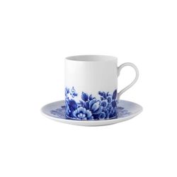Taza de té con plato de porcelana en blanco y azul, 15,2 x 15,2 x 10,3 cm | Blue Ming