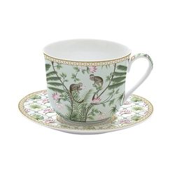 Taza Desayuno Jumbo con plato Porcelana Regalo Selva Easy Life