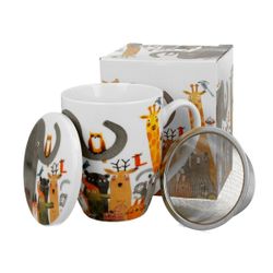 Taza Infusion Animales Duo Porcelana Caja Regalo