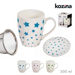 Taza Infusión Estrellas Con Filtro Y Tapa, Colores Surtidos, 300 Ml