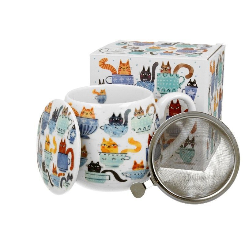 Taza Infusion Gatos Teacup Porcelana para Té e Infusion