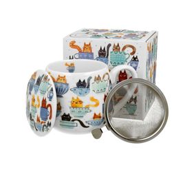 Taza Infusion Gatos Teacup Porcelana para Té e Infusion