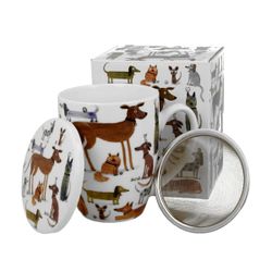 Taza Infusion Perros Varios Duo Porcelana Caja Regalo